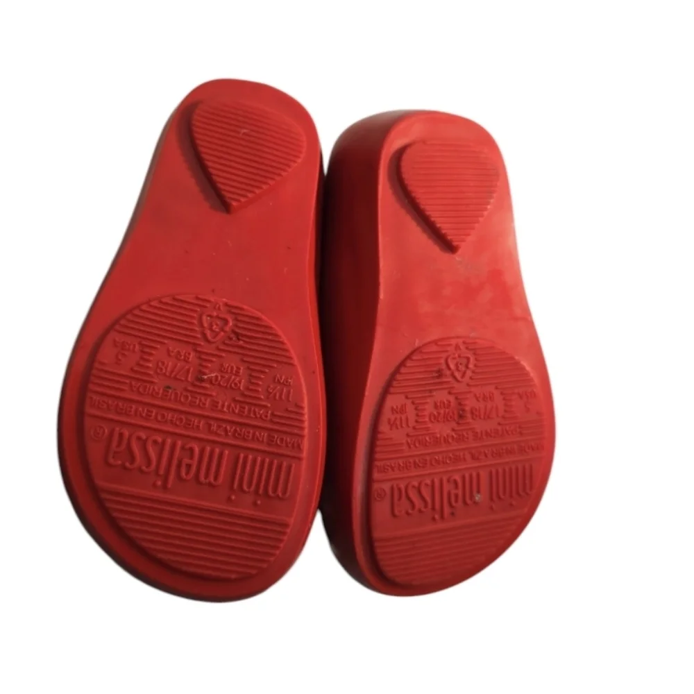 Mini Melissa red Mary Jane Shoes with Bow Toddle size 5 rubber  *